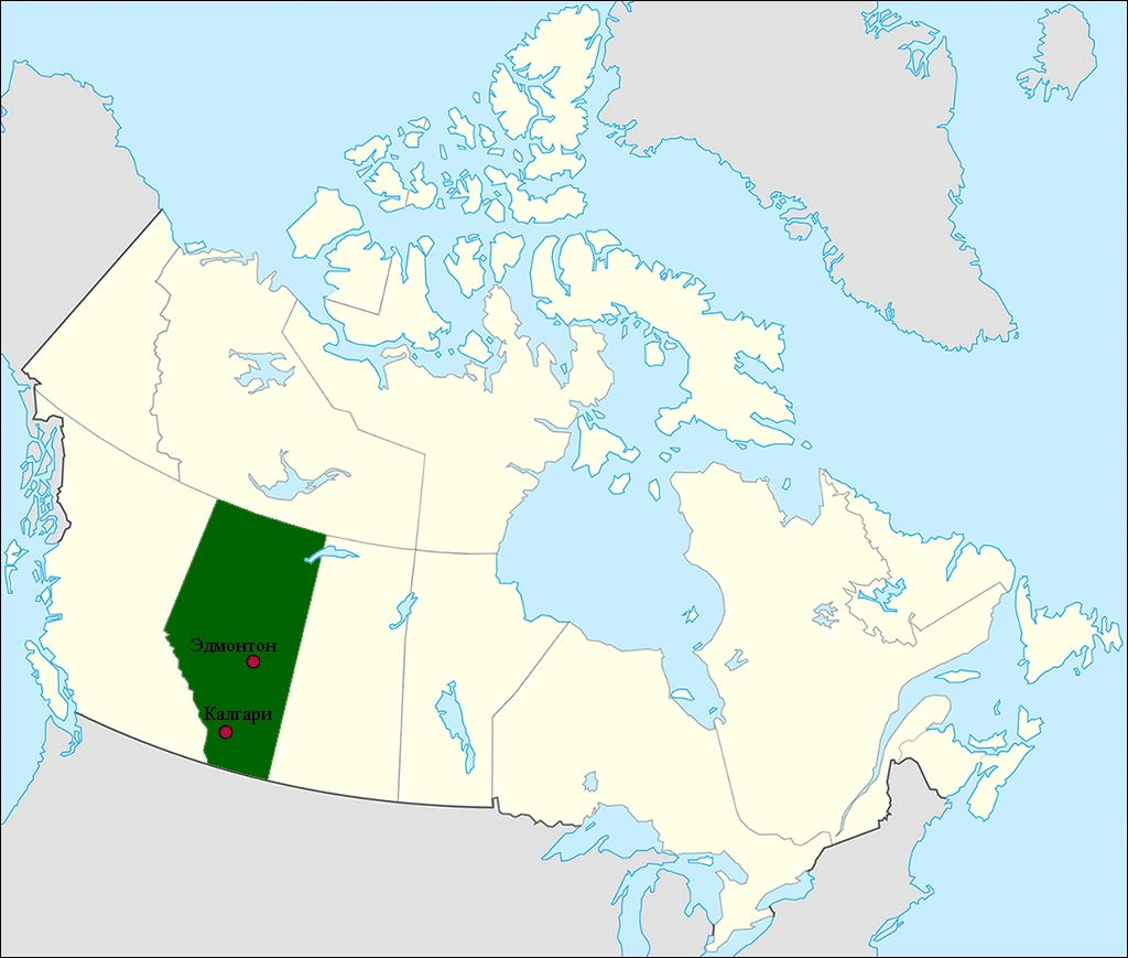 Провинция Альберта на карте Канады
