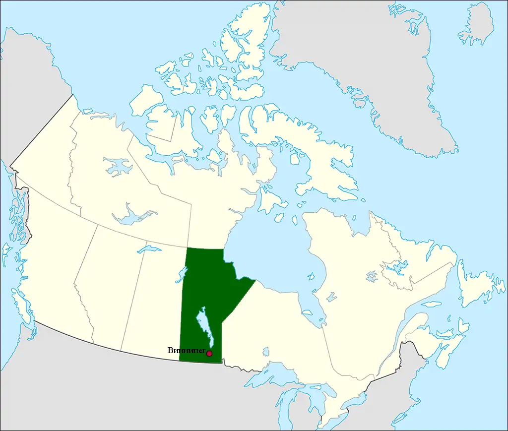 Провинция Манитоба на карте Канады