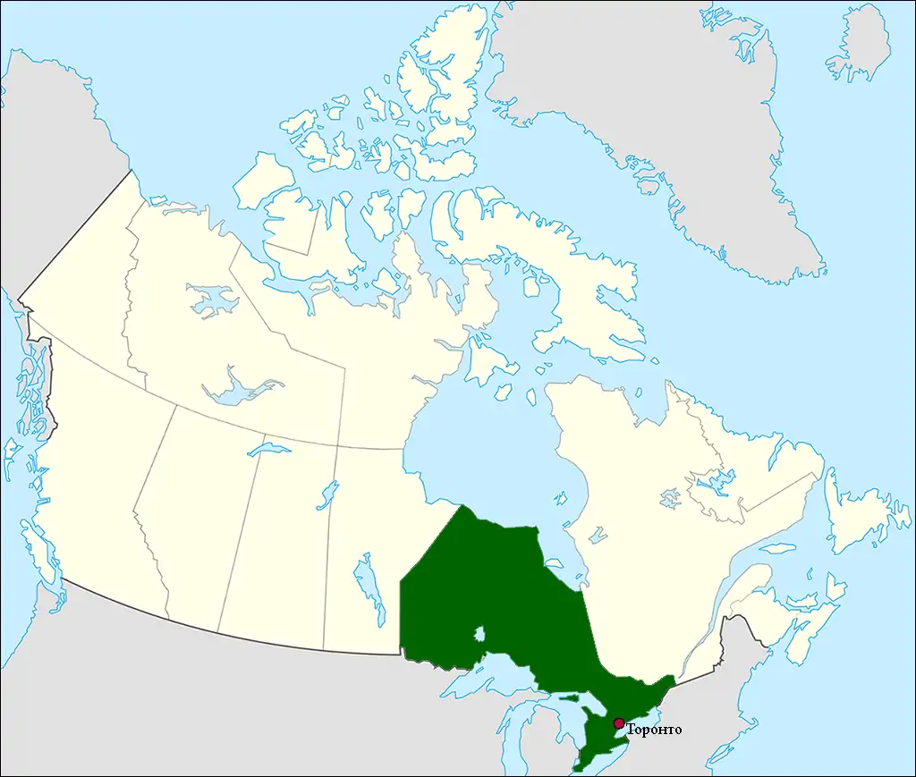 Провинция Онтарио на карте Канады